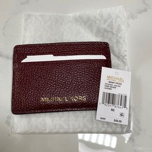 Michael Kors Card Holder Maroon Color - New